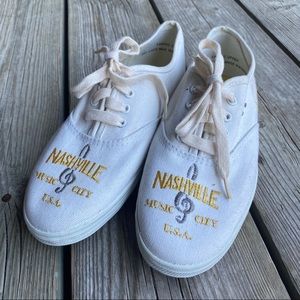 Nashville/Country Music Embroidered White Sneakers